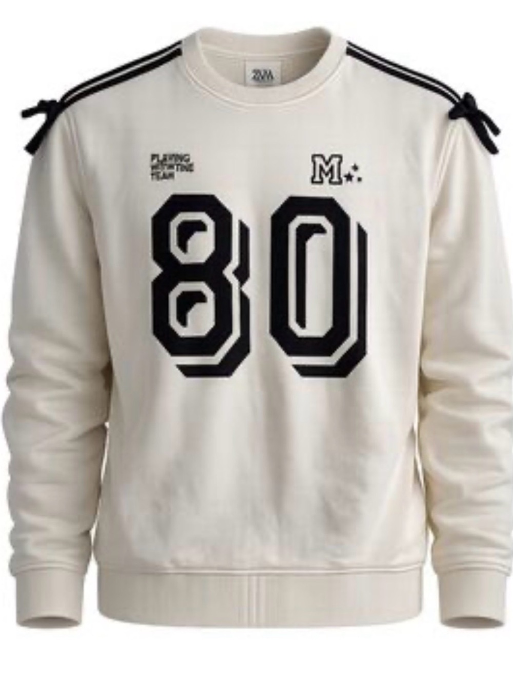 Zara - Girls Cream Crewneck Sweatshirt with Black 80 Print